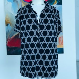 ALFANI | Print Top | Navy Blue and White | 3X